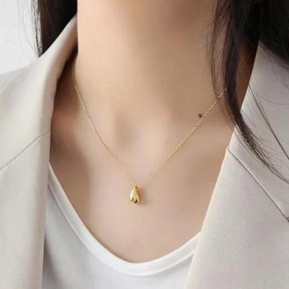 Jewelry - “18” GOLD WATER DROP 925 STERLING SILVER NECKLACE, NICE NECKLACE, CUTE NECKLACE